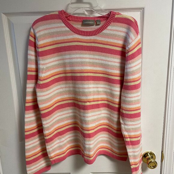 womens Croft and Barrow sweater large peach striped - Picture 1 of 1
